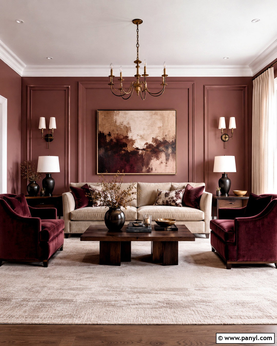 Dusty Rose And Burgundy Living Room - 20 living room color combination ideas
