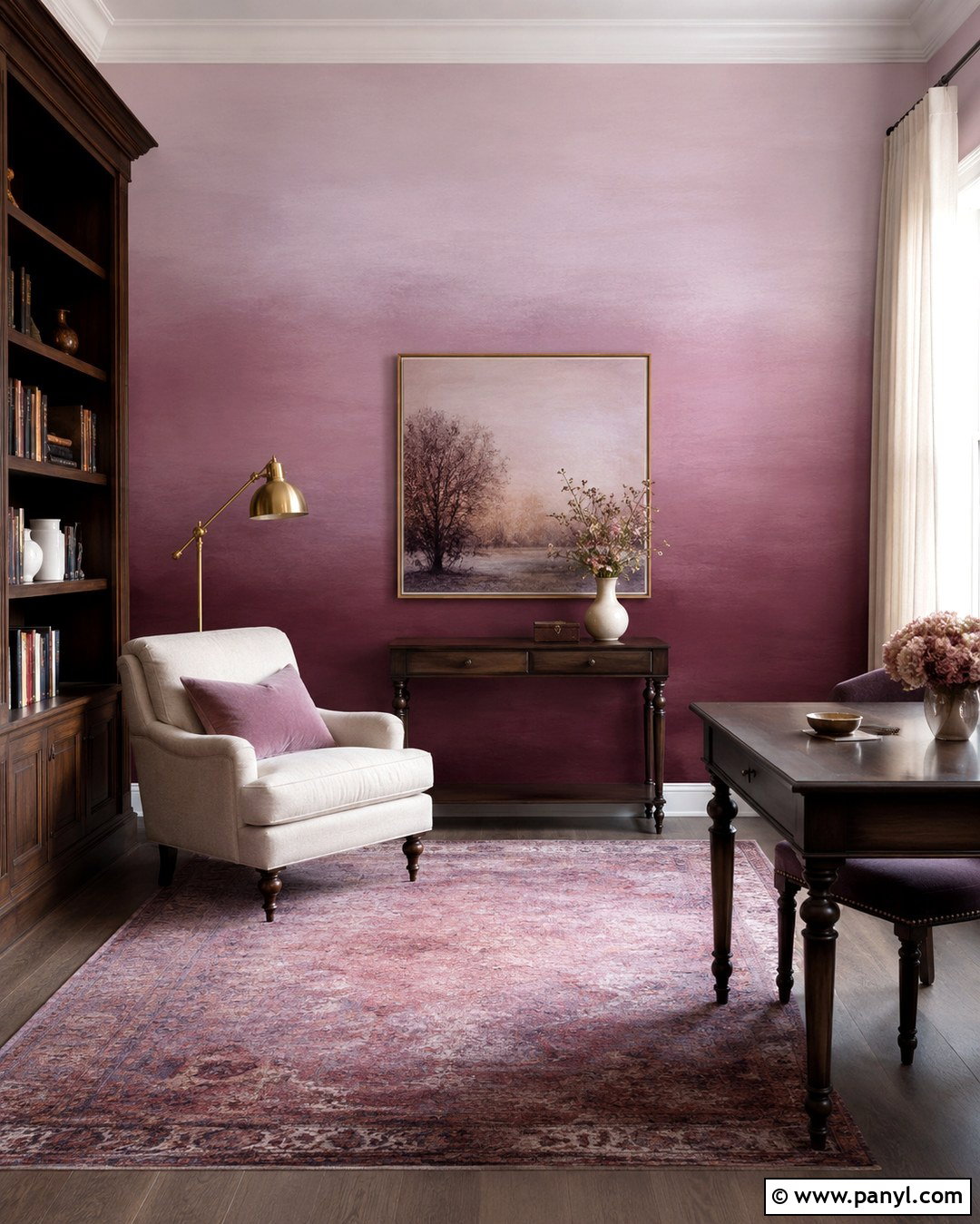 Dusty Rose And Mauve Ombre Wall - 20 Pink And Purple Ombre Wall Ideas