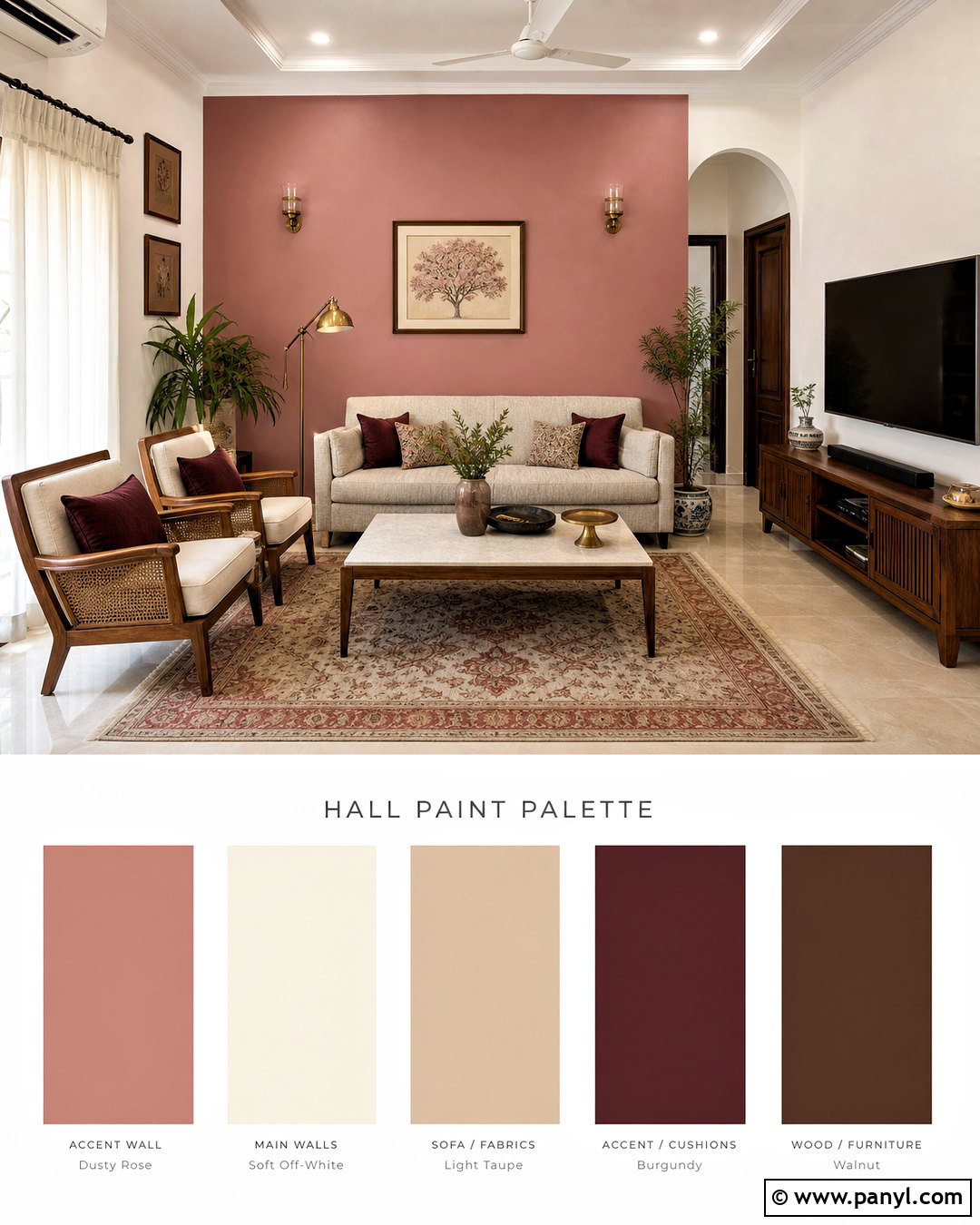 Dusty Rose And Off-White Hall Paint - 20 hall colour paint living rooms indian ideas