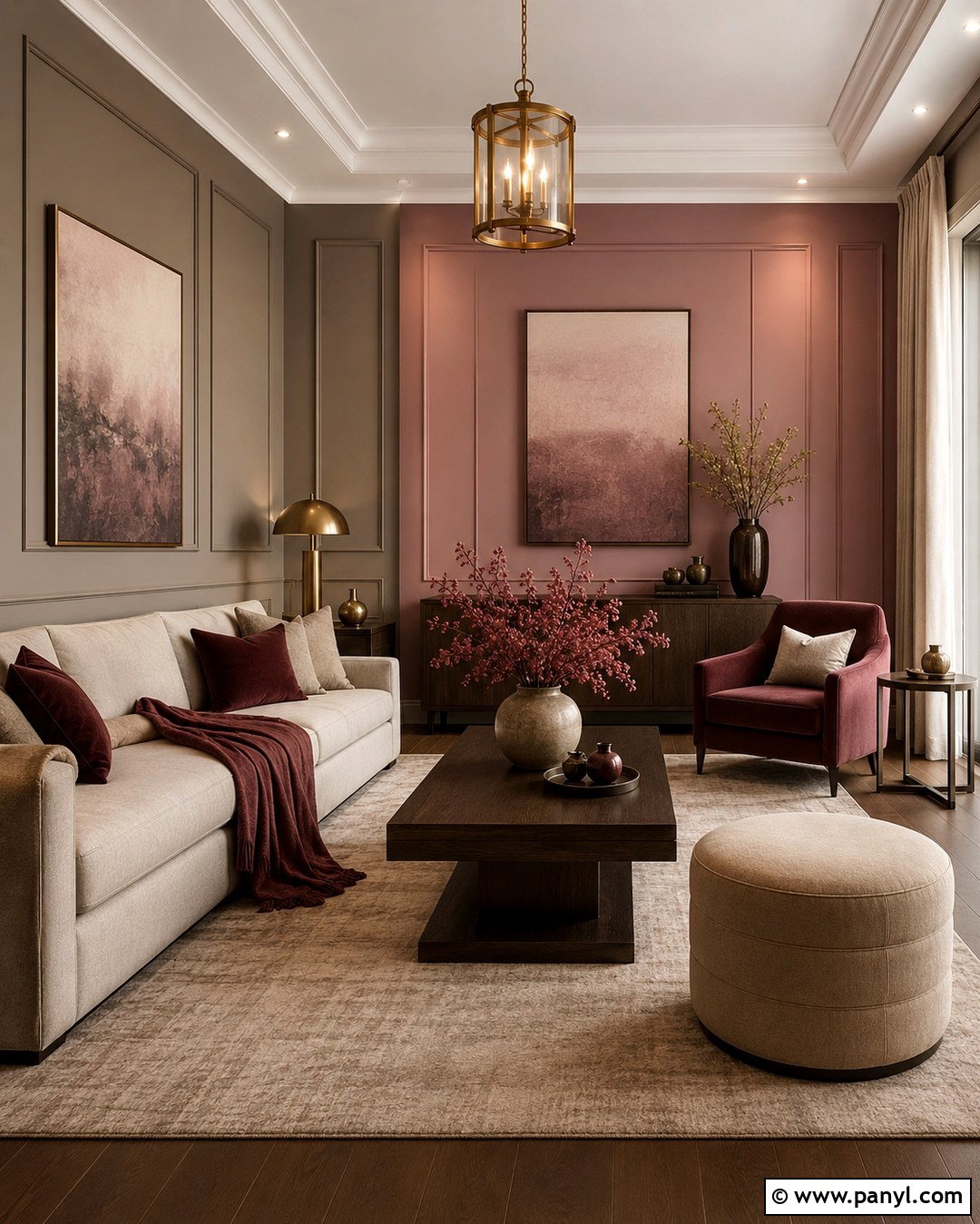 Dusty Rose And Taupe Hall Walls - 20 Colour Combinations For Hall Wall Ideas