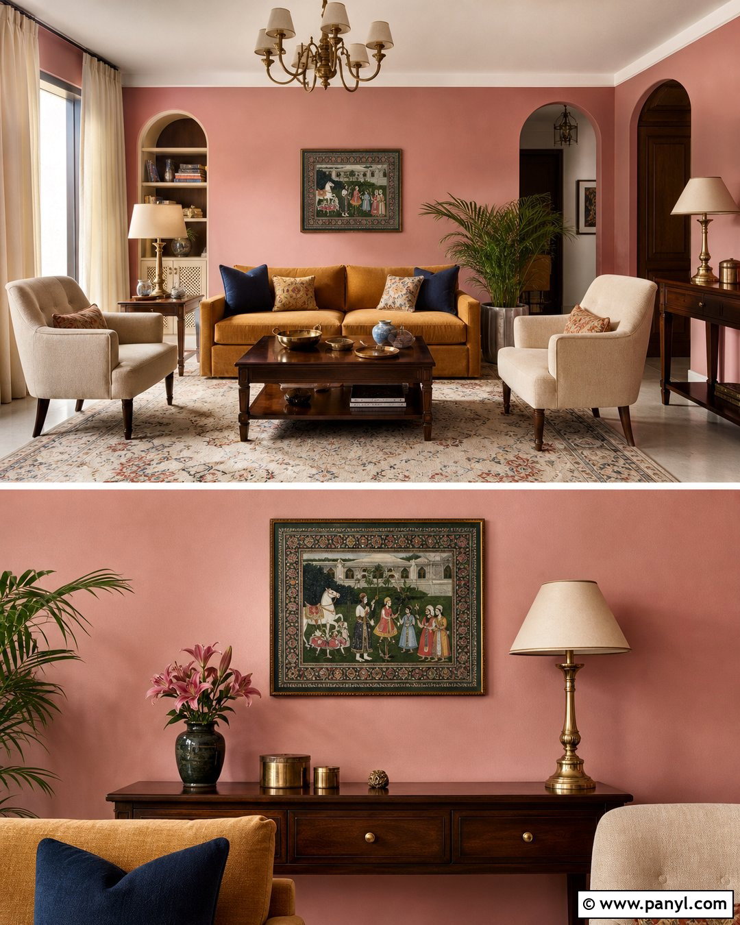 Dusty Rose And Walnut Living Room Walls - 30 Colour For Living Room Wall Indian Ideas