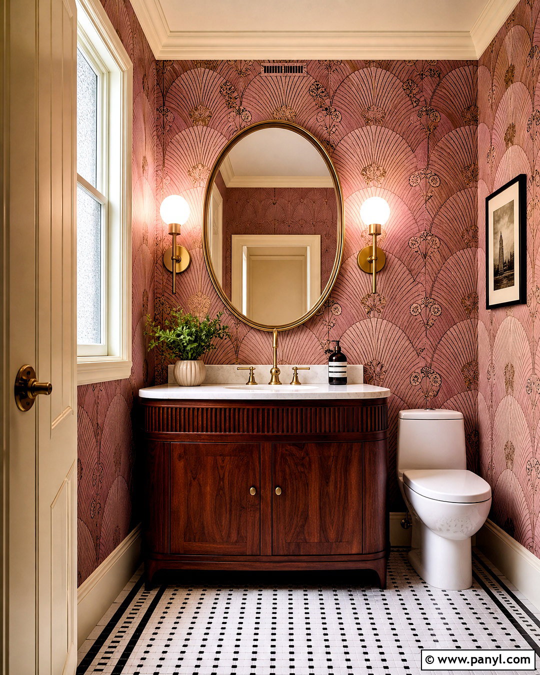 Dusty Rose Art Deco Wallpaper Powder Room - 20 dusty rose wallpaper ideas