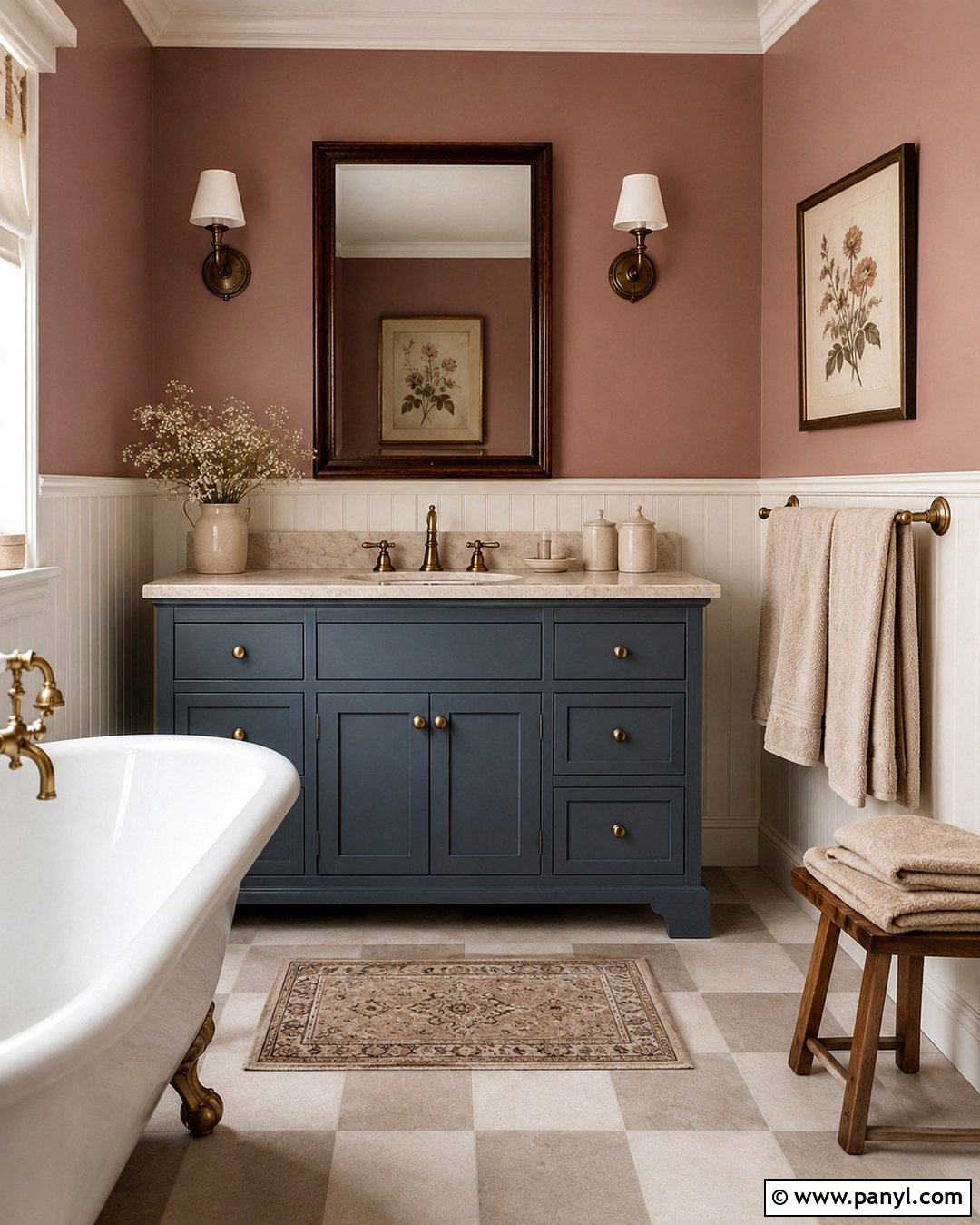 Dusty Rose Bathroom Walls With Slate Blue Vanity - 20 Bathroom Wall Color With Blue Vanity Ideas