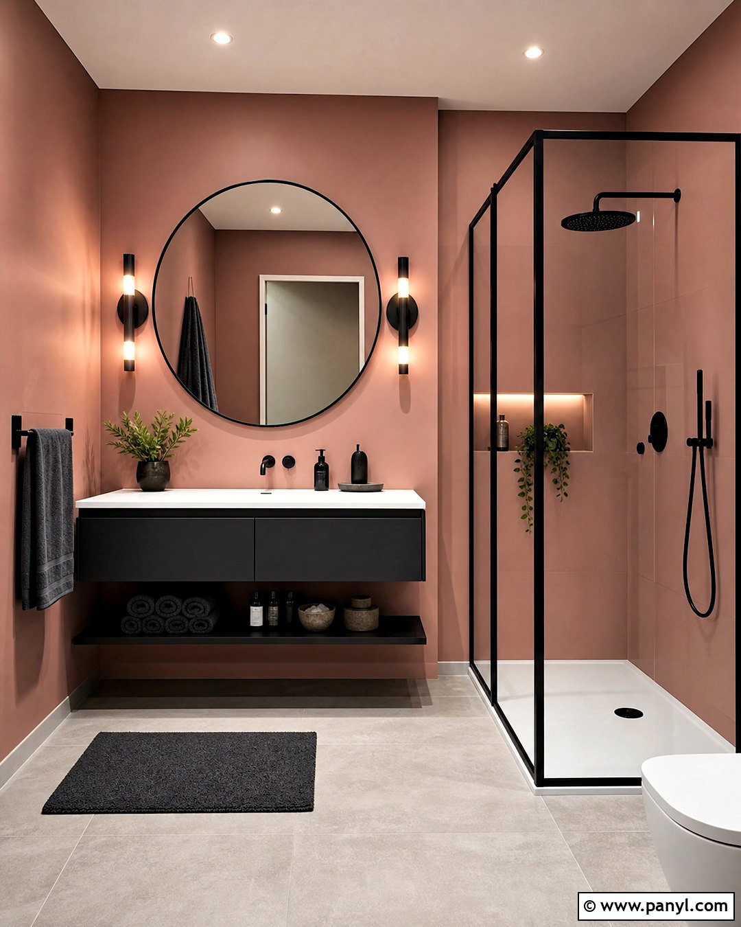 Dusty Rose Bathroom With Black Fixtures - 20 dusty rose bathroom ideas