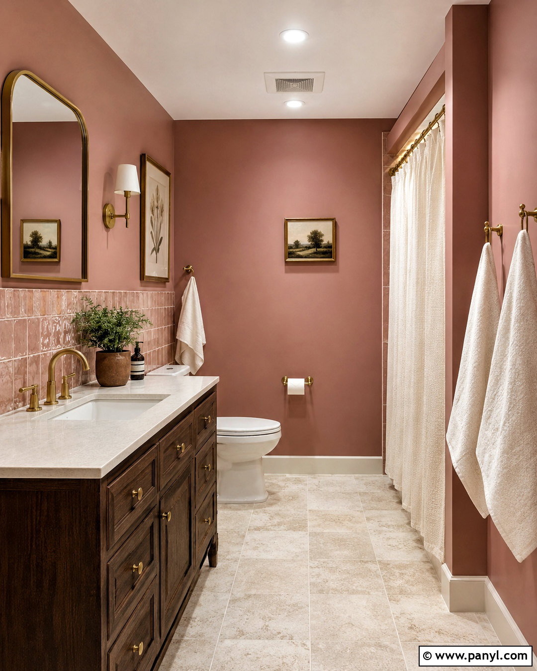 Dusty Rose Bathroom With Brass Accents - 20 pink bathroom ideas decor ideas