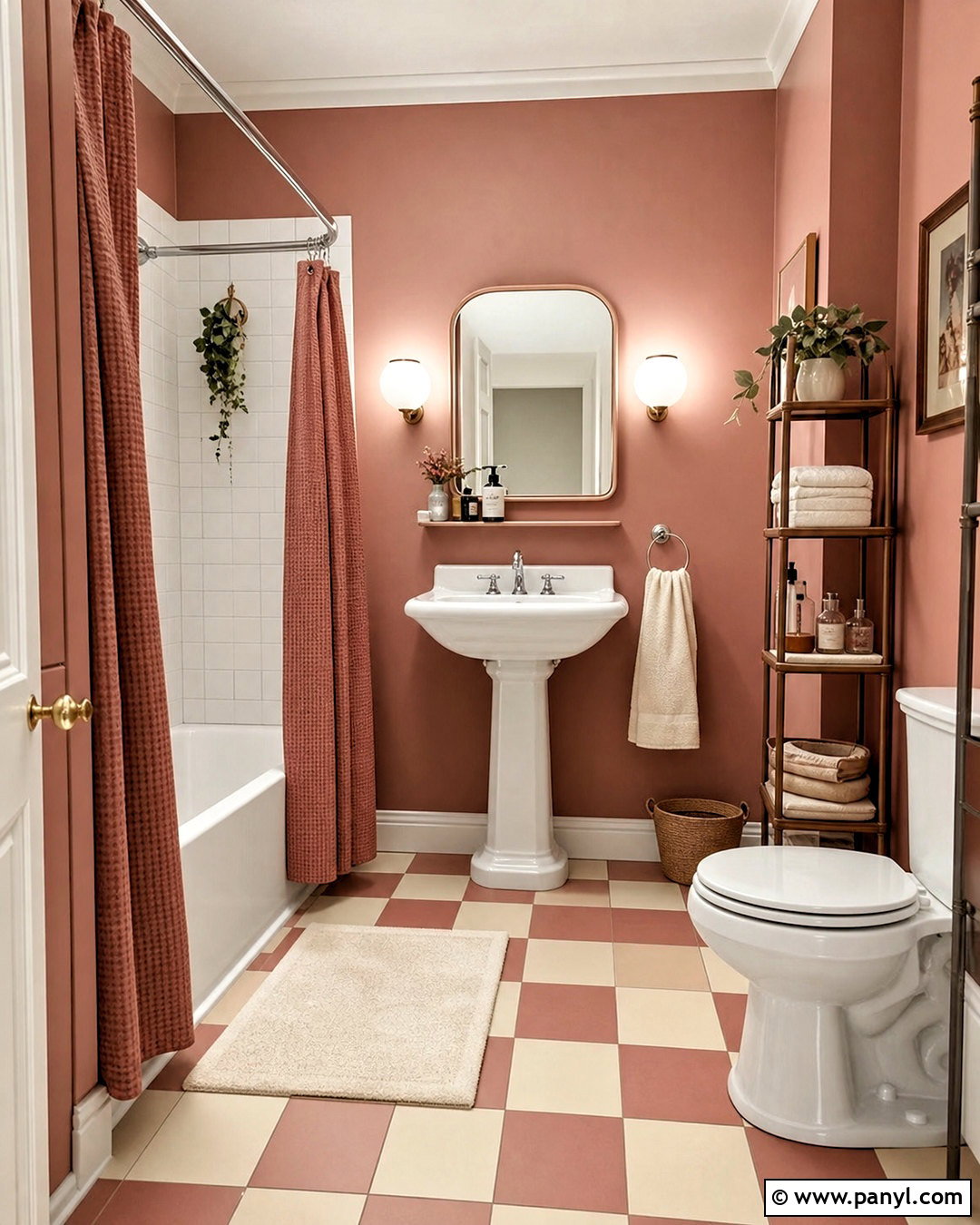 Dusty Rose Bathroom With Checkerboard Floor - 20 dusty rose bathroom ideas