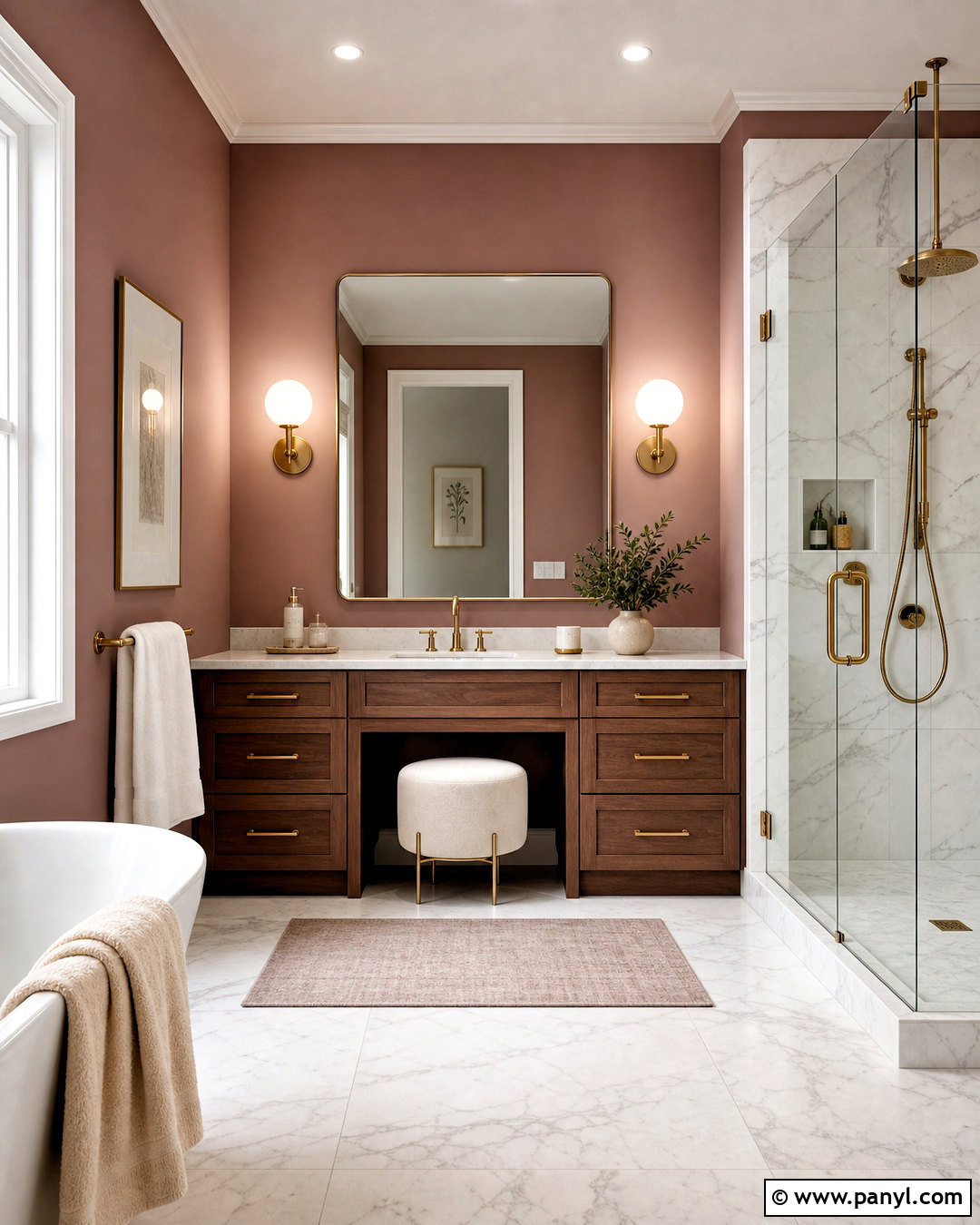 Dusty Rose Bathroom With Marble And Brass - 20 dusty rose bathroom ideas