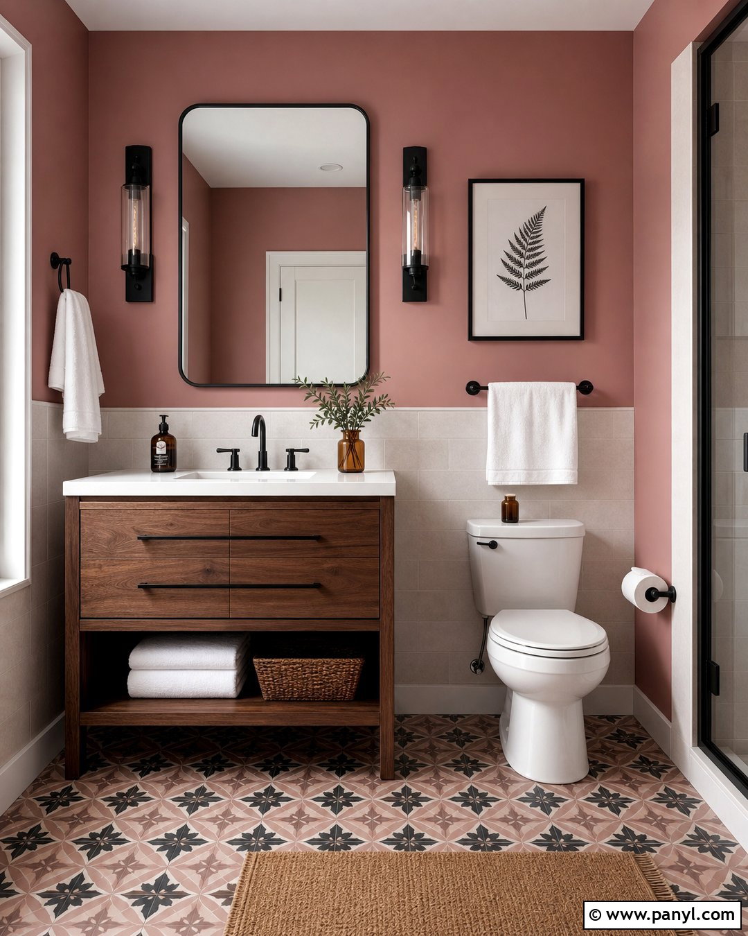 Dusty Rose Bathroom With Matte Black - 25 Dusty Rose Wall Color Ideas