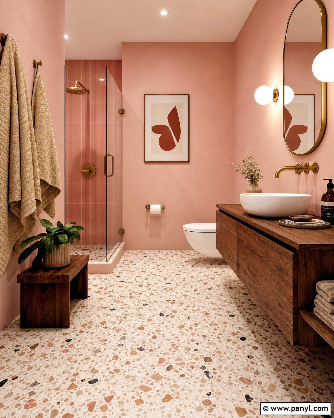 Dusty Rose Bathroom With Terrazzo Floor - 20 dusty rose bathroom ideas