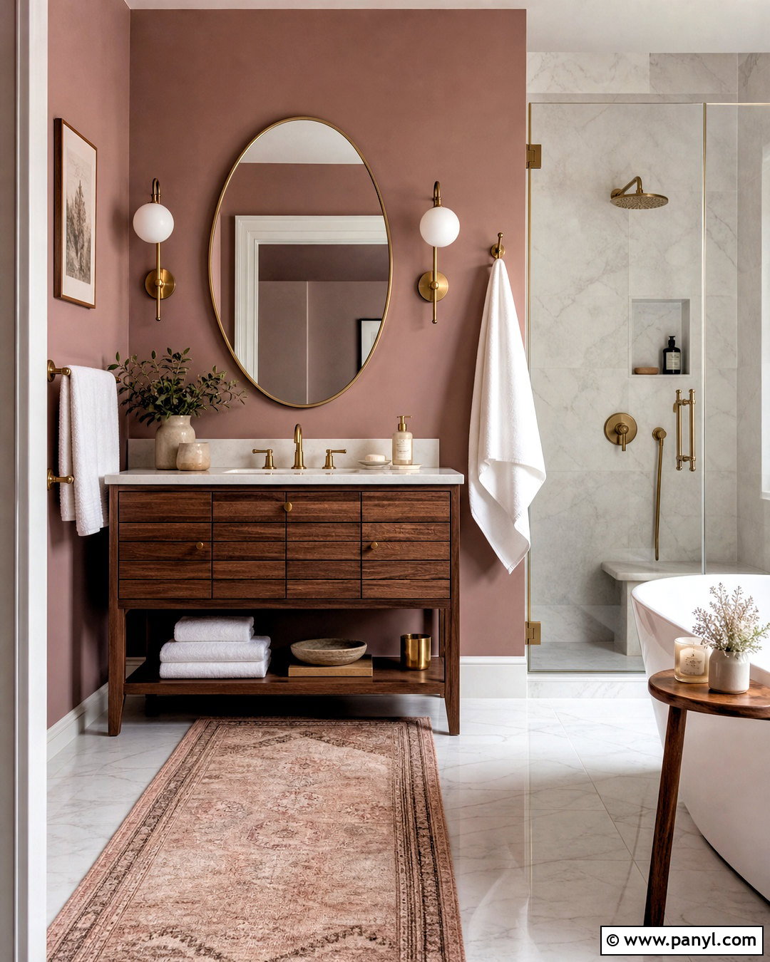 Dusty Rose Bathroom With White Marble - 20 dusty rose paint color ideas