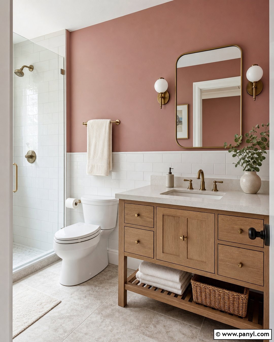 Dusty Rose Bathroom With White Tile - 35 Dusty Rose Wall Paint Ideas