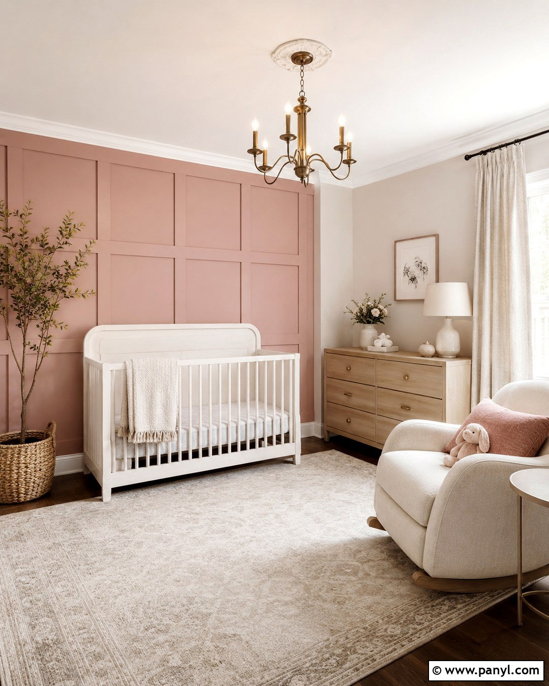Dusty Rose Board And Batten Accent Wall - 20 Baby Girl Nursery Pink Accent Wall Ideas