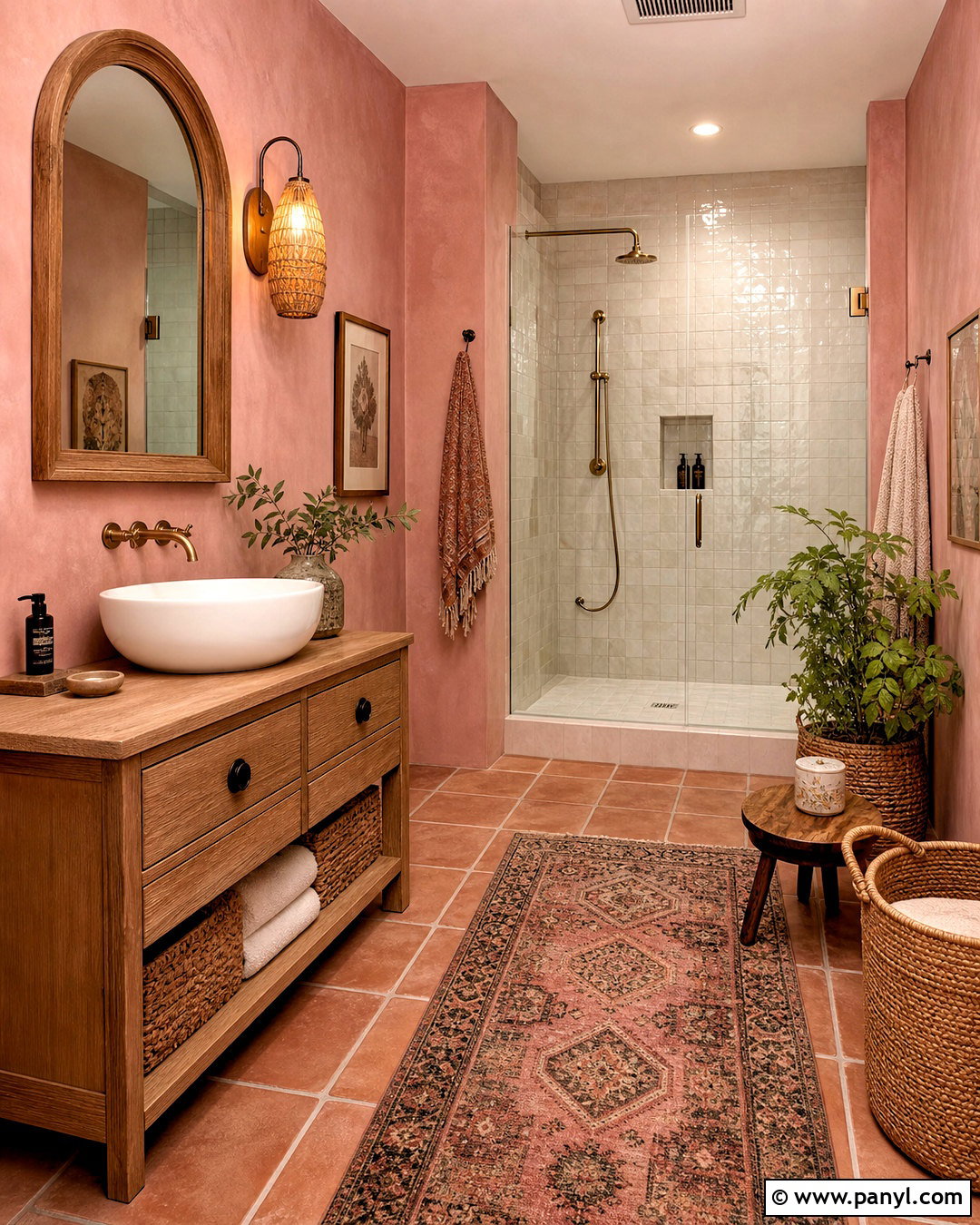 Dusty Rose Boho Bathroom - 20 dusty rose bathroom ideas