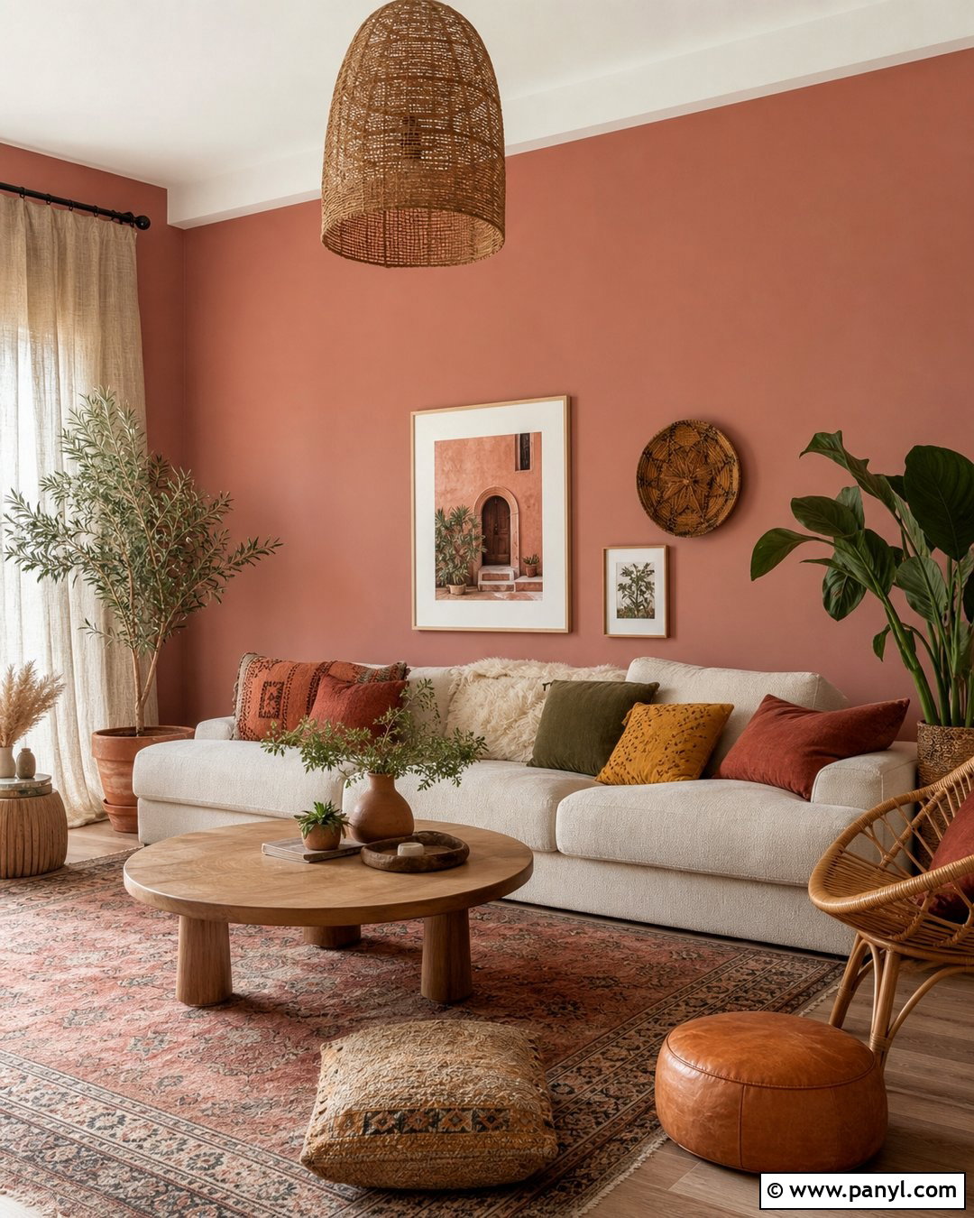 Dusty Rose Boho Living Room - 35 Dusty Rose Wall Paint Ideas