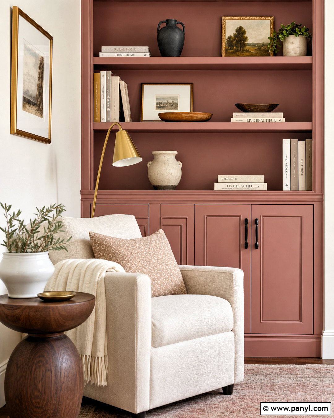 Dusty Rose Built In Bookshelves - 20 dusty rose paint color ideas