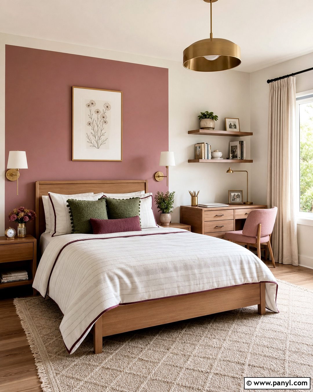 Dusty Rose Color Block Accent Wall - 25 Girls Room Paint Ideas Accent Walls