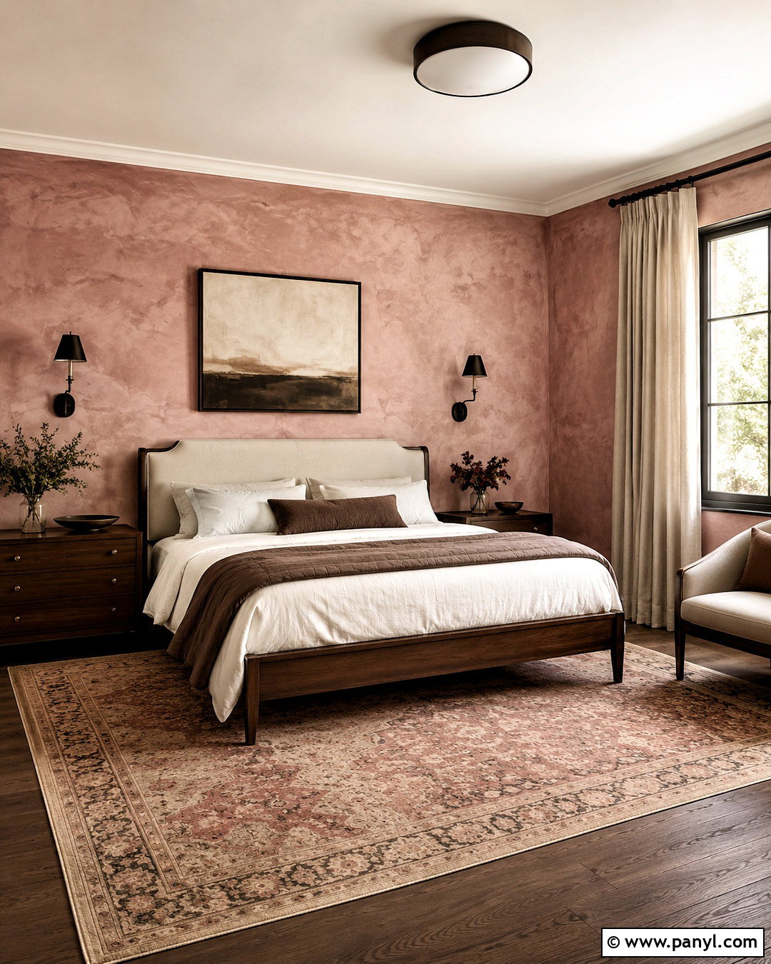Dusty Rose Color Washed Walls In A Bedroom - 20 color washing walls
