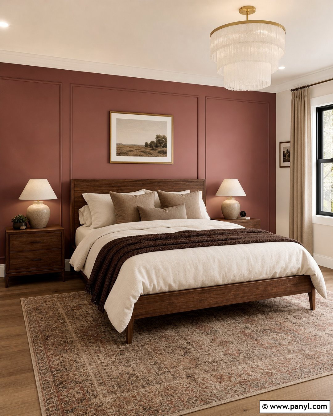 Dusty Rose Contrast Wall Bedroom - 30 Contrast Wall Ideas