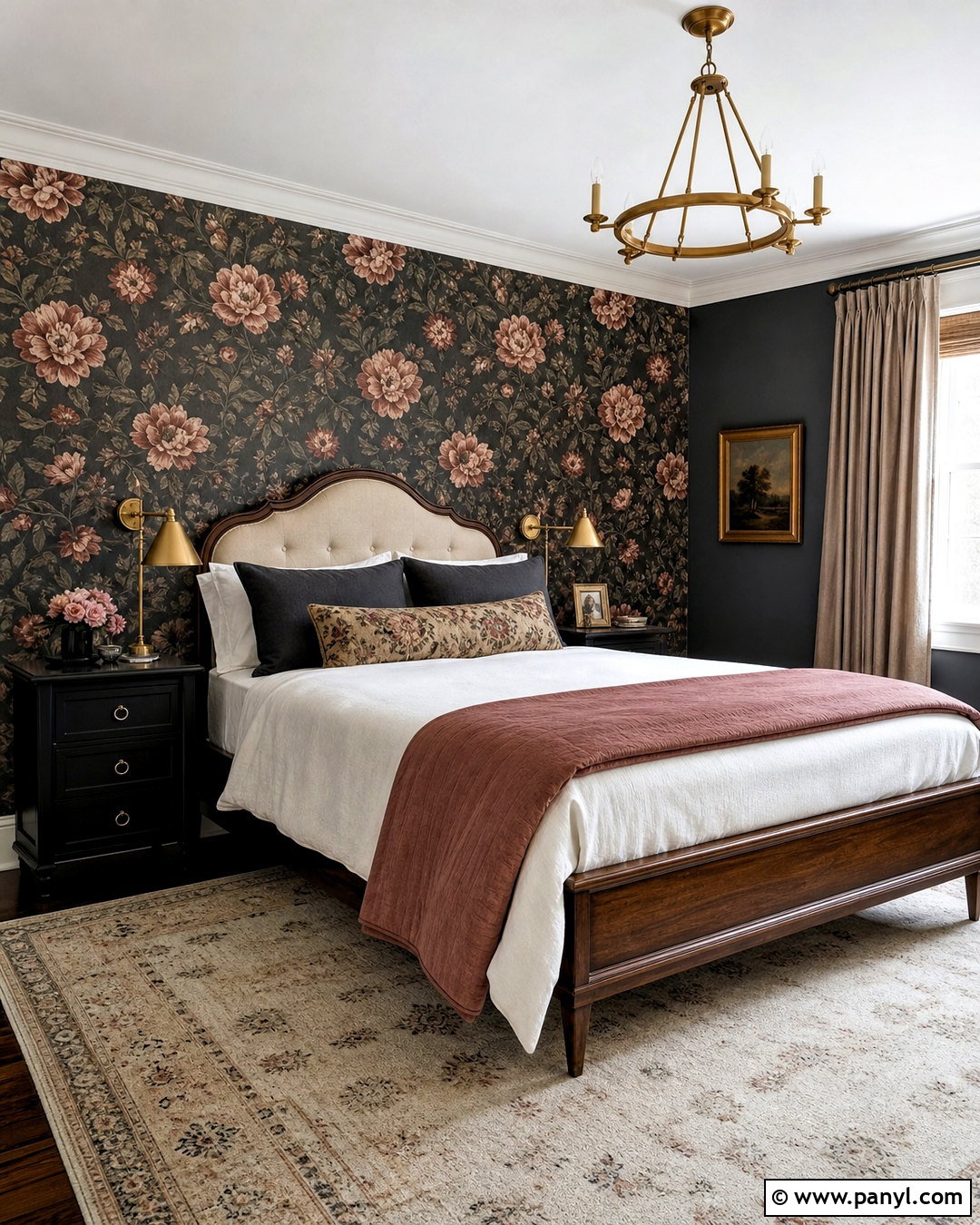 Dusty Rose Dark Floral Wallpaper Guest Room - 20 dusty rose wallpaper ideas