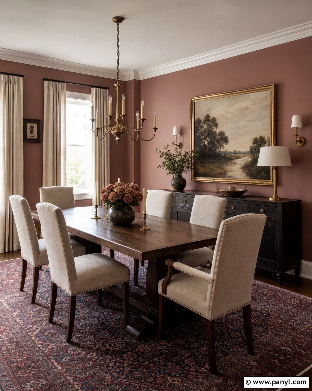 Dusty Rose Dining Room With Dark Wood - 35 Dusty Rose Wall Paint Ideas