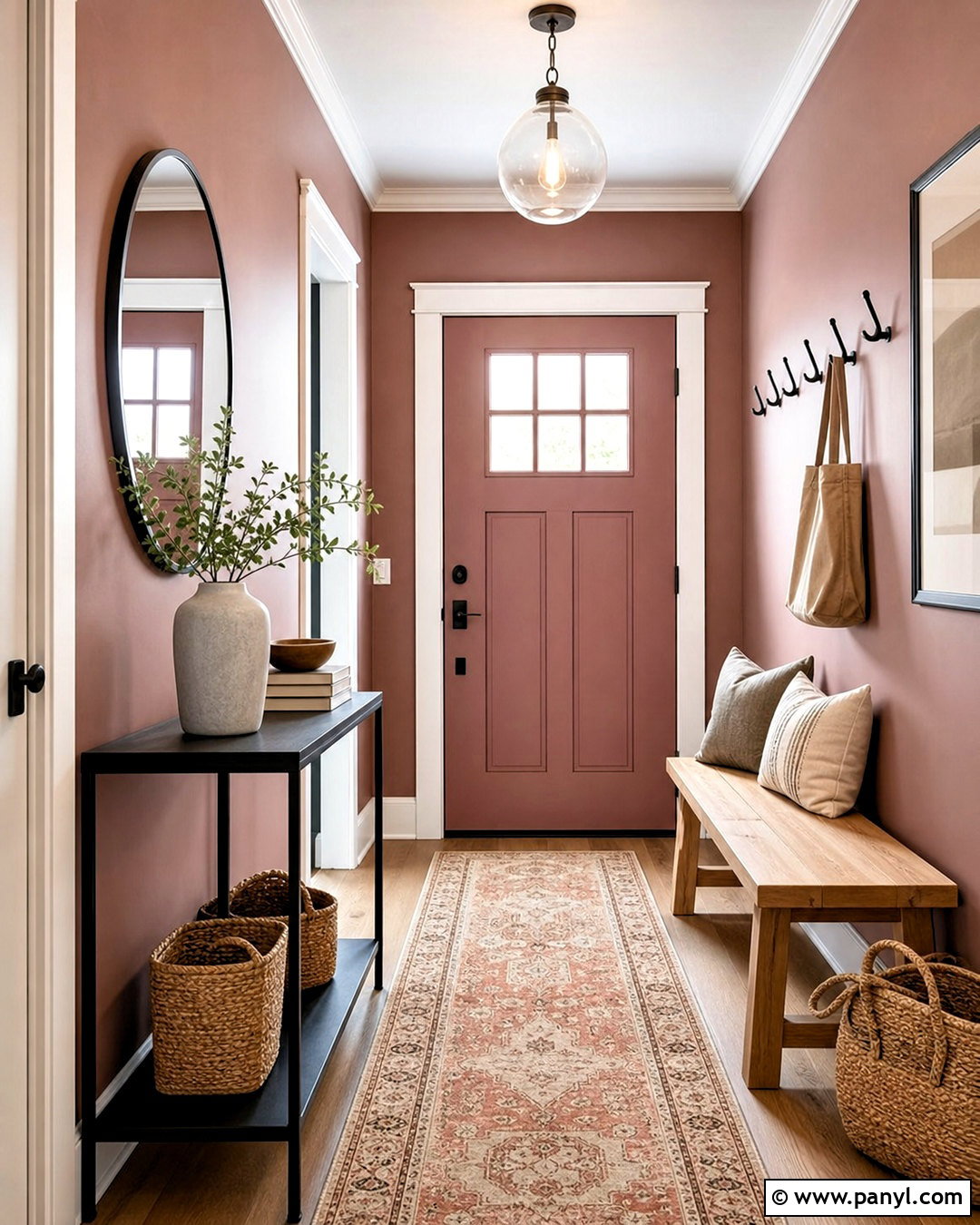 Dusty Rose Entryway With Black Accents - 20 dusty rose paint color ideas