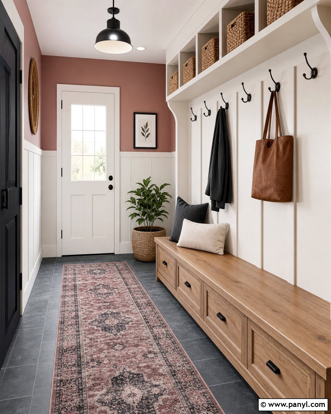 Dusty Rose Farmhouse Mudroom - 25 Dusty Rose Wall Color Ideas