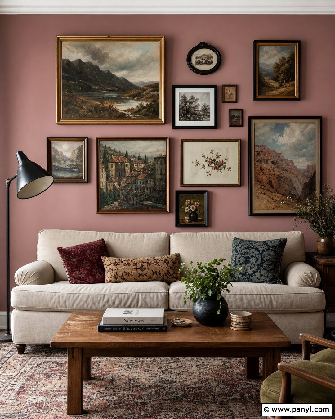 Dusty Rose Gallery Wall - 35 Dusty Rose Wall Paint Ideas