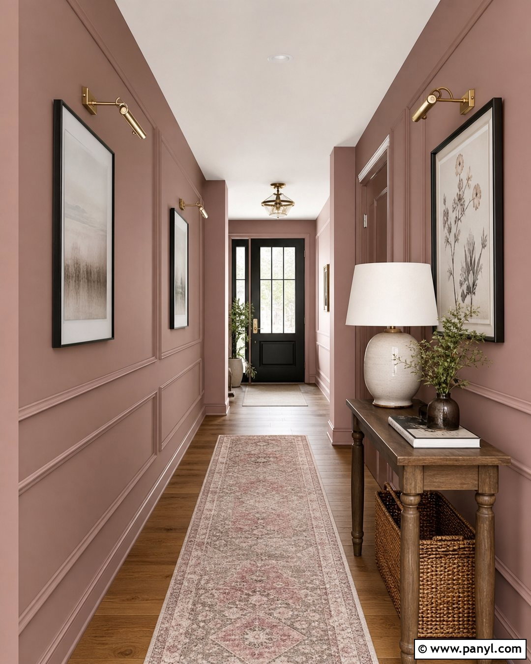 Dusty Rose Hallway With Wall Molding - 25 Dusty Rose Wall Color Ideas