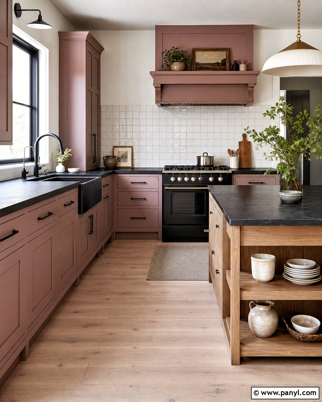 Dusty Rose Kitchen With Black Countertops - 20 pink kitchen inspiration ideas