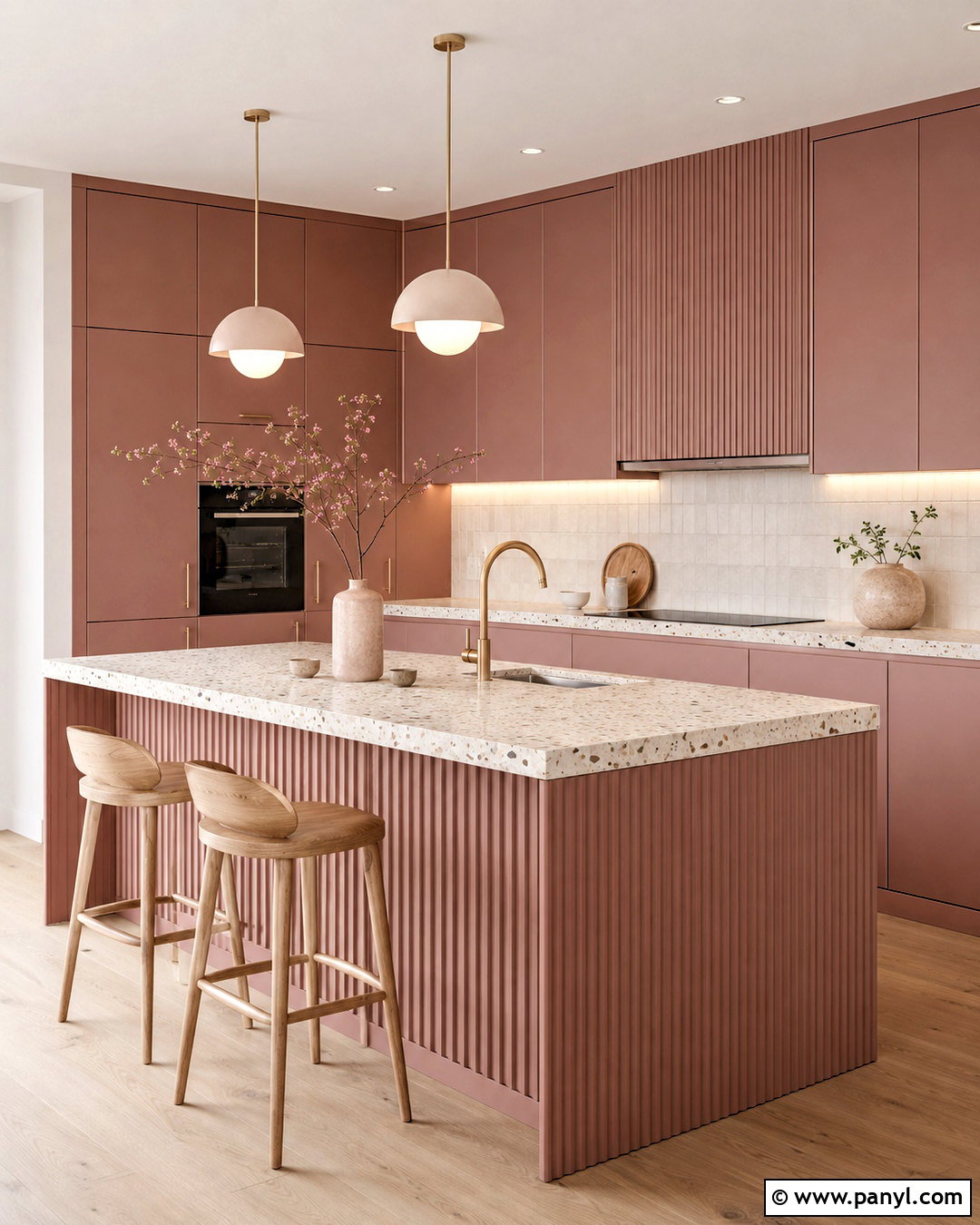Dusty Rose Kitchen With Fluted Cabinets - 20 dusty rose kitchen ideas