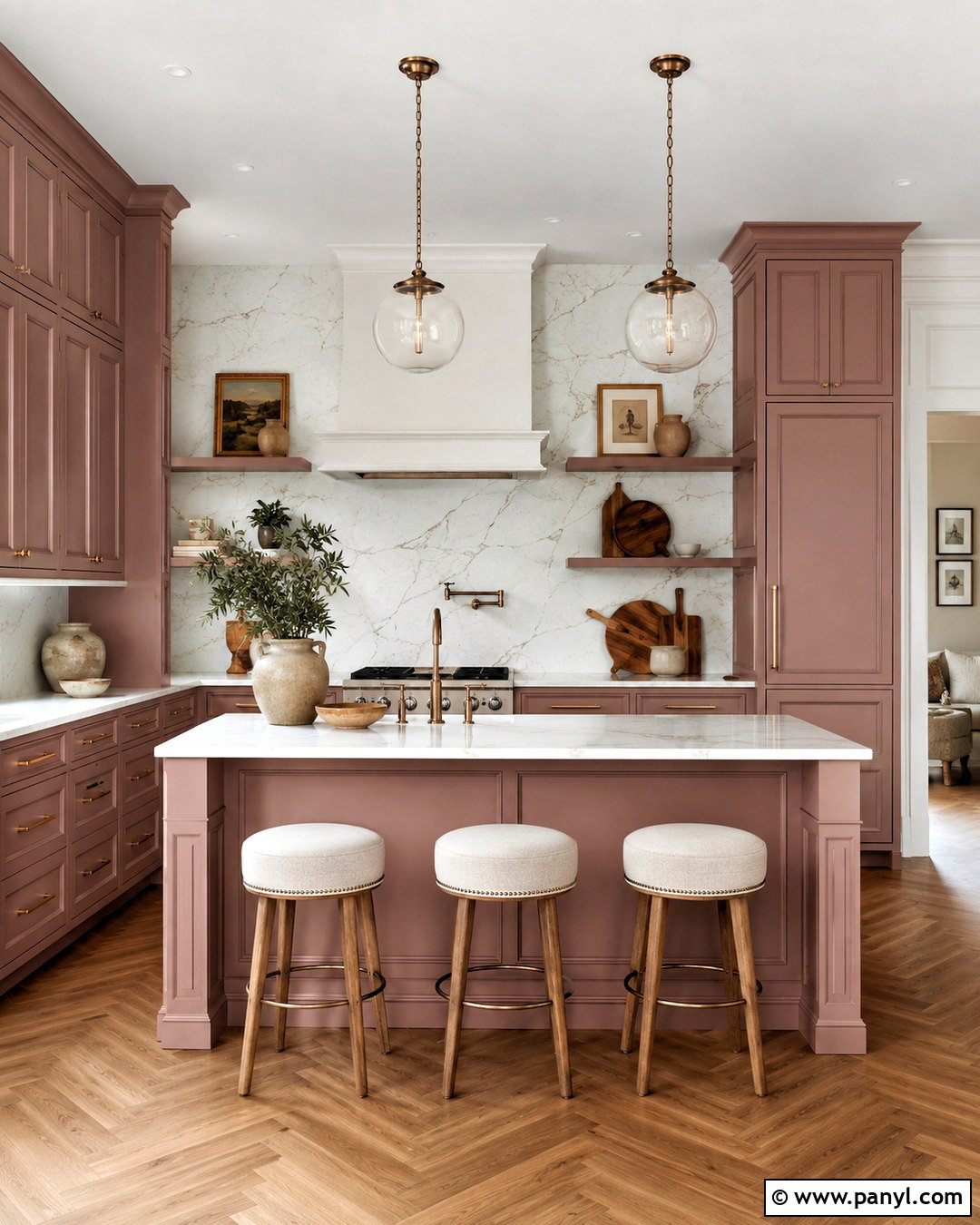 Dusty Rose Kitchen With Marble Backsplash - 20 dusty rose kitchen ideas