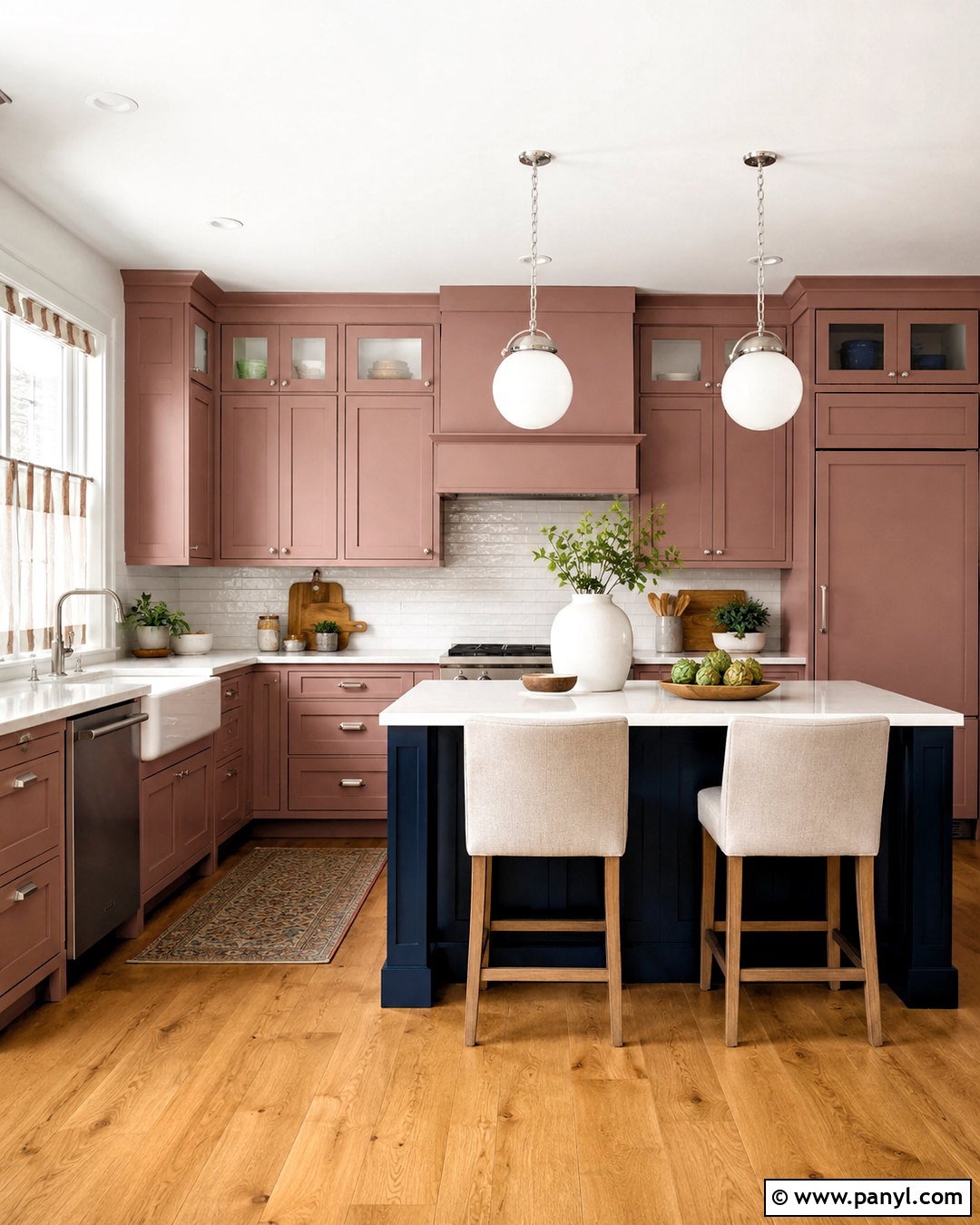 Dusty Rose Kitchen With Navy Blue Island - 20 dusty rose kitchen ideas