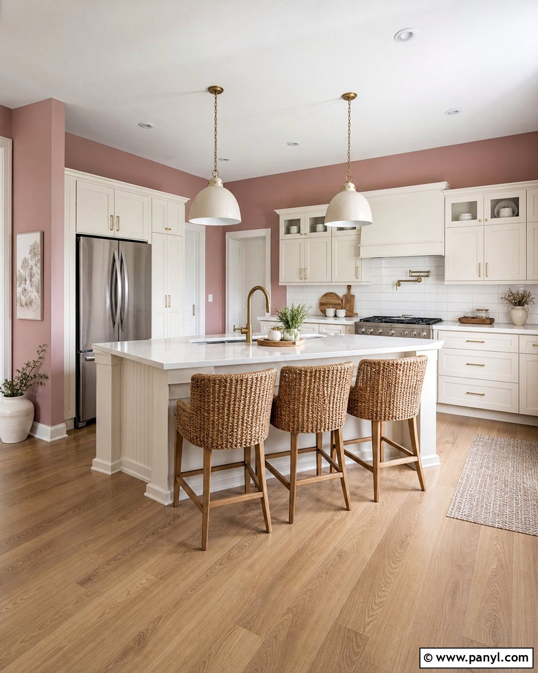 Dusty Rose Kitchen With White Cabinets - 35 Dusty Rose Wall Paint Ideas