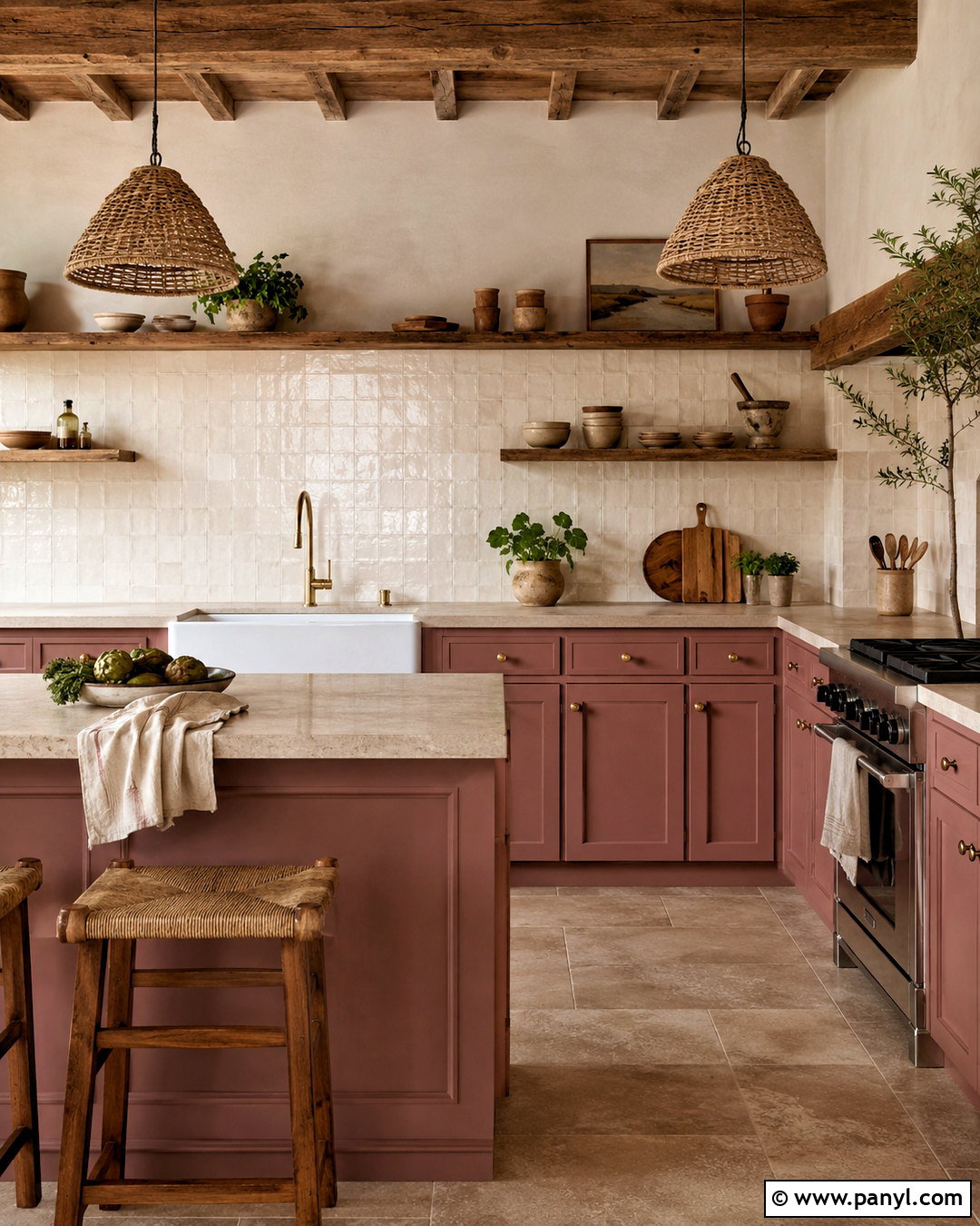 Dusty Rose Kitchen With Zellige Tile - 20 dusty rose kitchen ideas