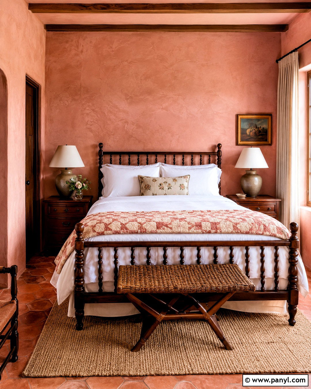 Dusty Rose Lime Plaster Guest Room - 20 lime plaster walls