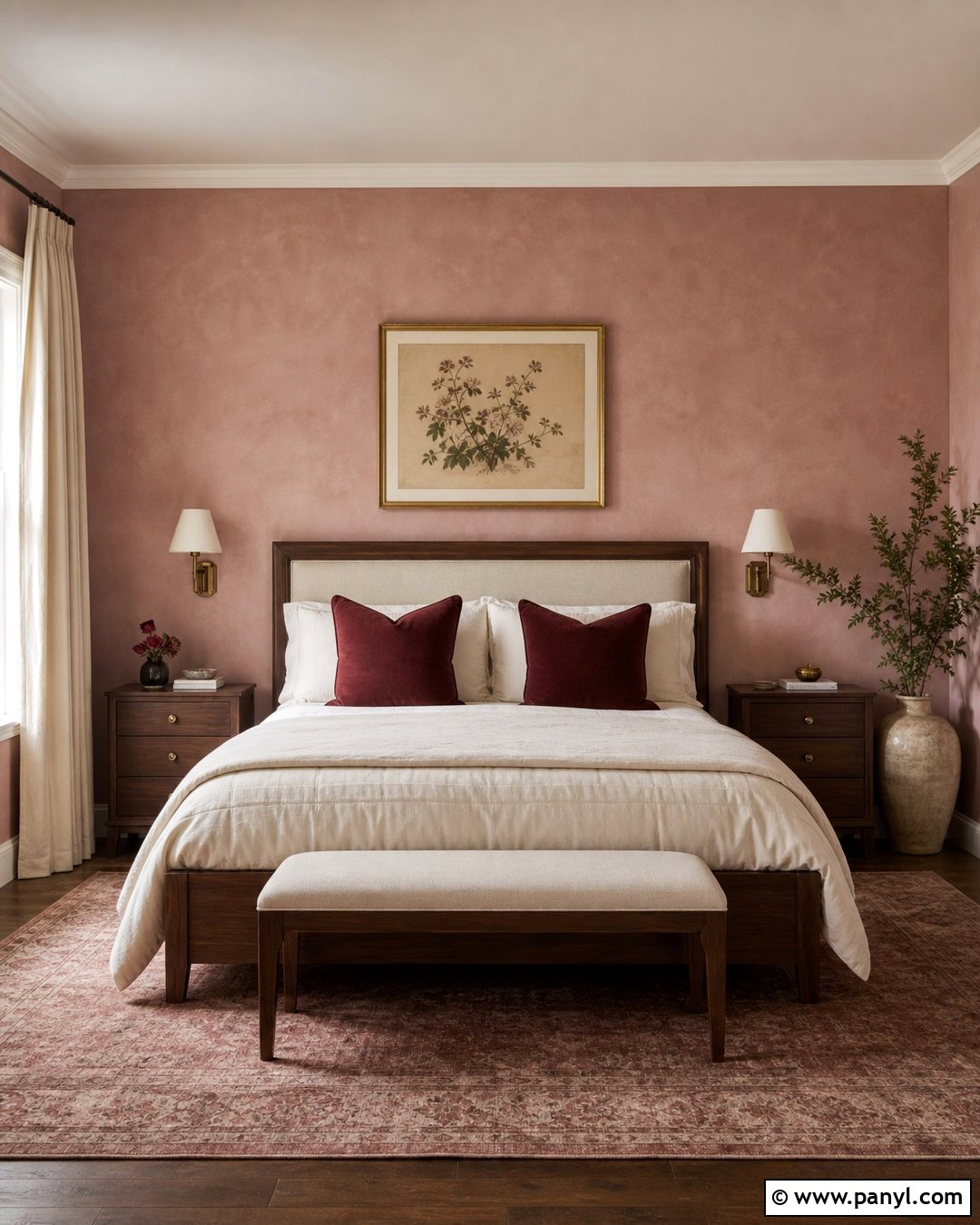Dusty Rose Limewash Bedroom - 35 Line Wash Walls