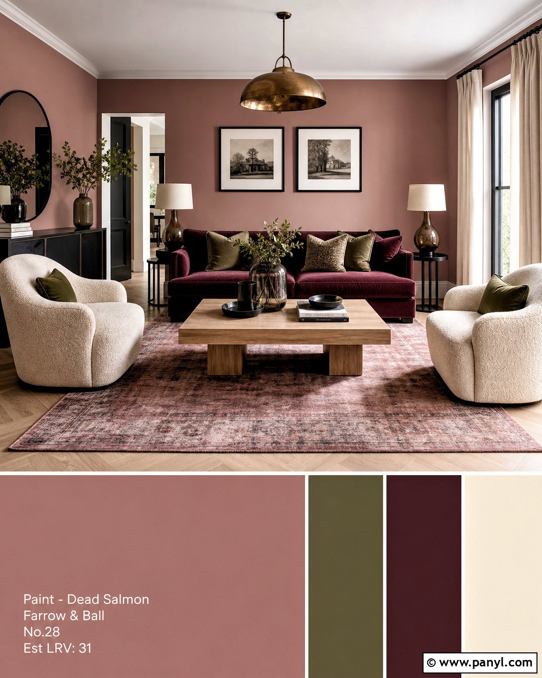 Dusty Rose Living Room - 20 modern living room paint color ideas