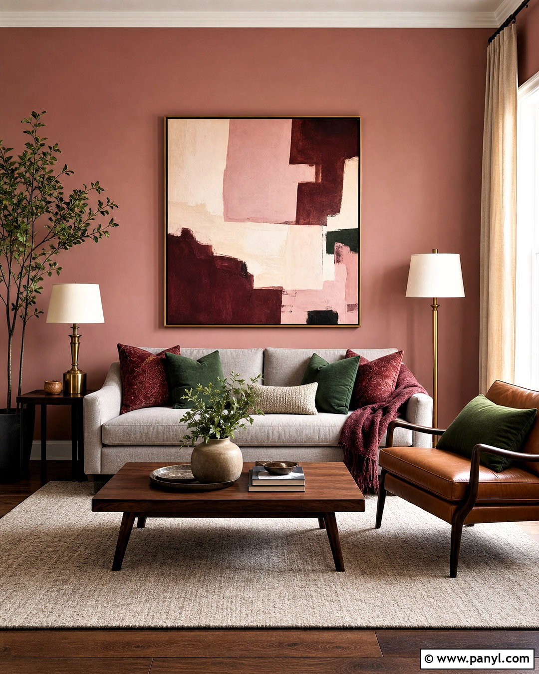 Dusty Rose Living Room Accent Wall - 20 wall design ideas living room paint ideas