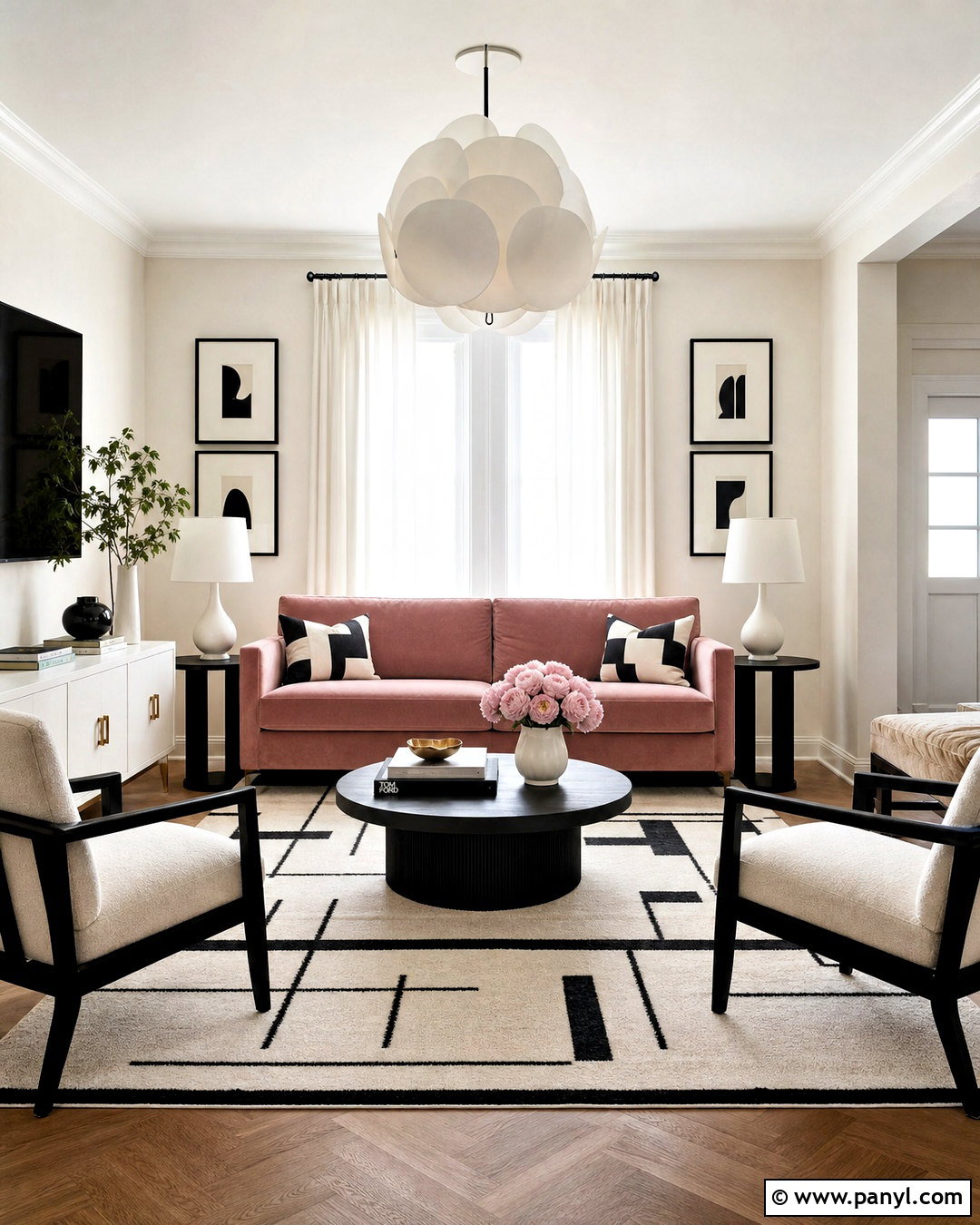 Dusty Rose Living Room With Black And White - 20 dusty rose living room ideas