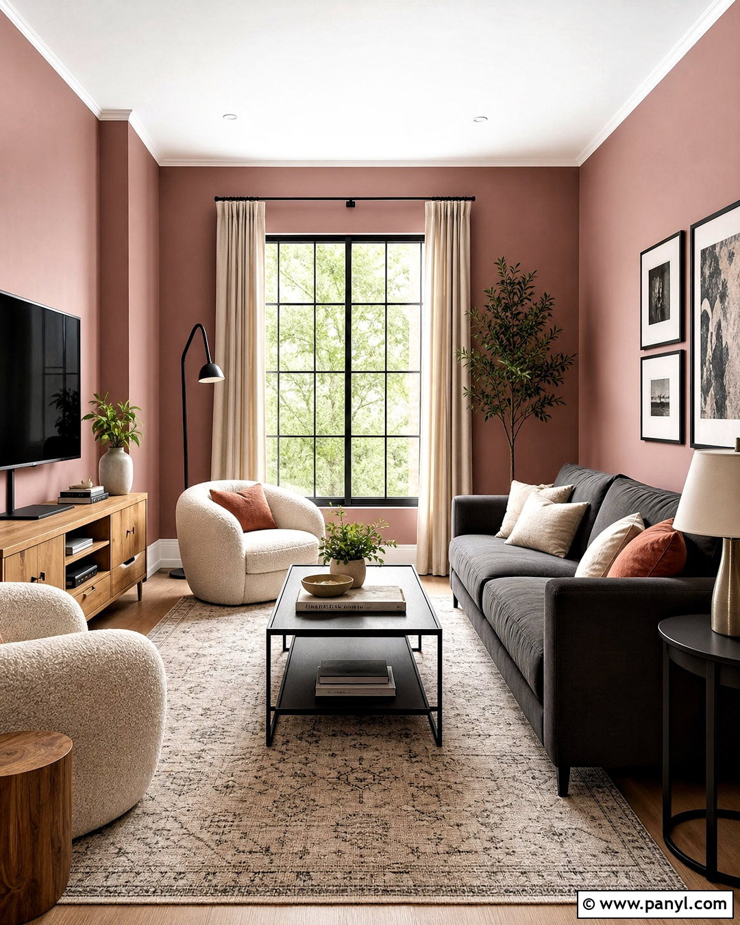 Dusty Rose Living Room With Charcoal - 20 dusty rose paint color ideas