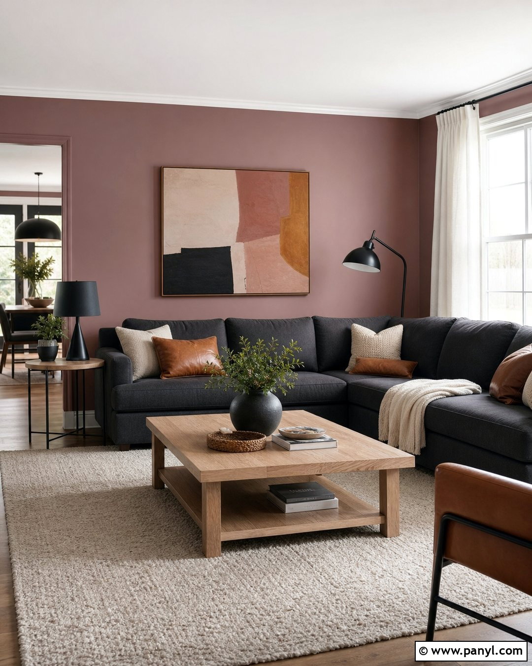 Dusty Rose Living Room With Charcoal Gray - 25 Dusty Rose Wall Color Ideas