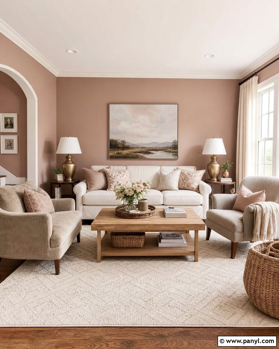 Dusty Rose Living Room With Cream Furniture - 35 Dusty Rose Wall Paint Ideas