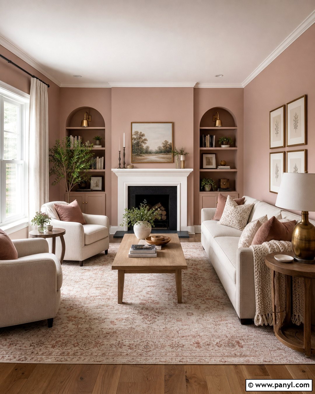 Dusty Rose Living Room With Warm White - 25 Dusty Rose Wall Color Ideas