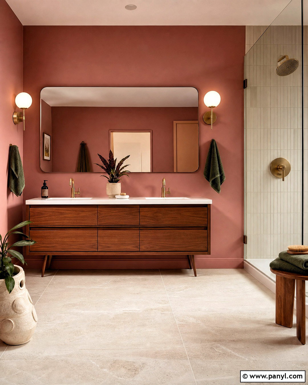 Dusty Rose Midcentury Bathroom - 20 dusty rose bathroom ideas