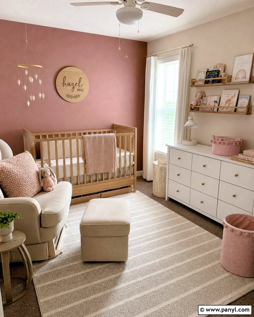 Dusty Rose Nursery Accent Wall - 20 dusty rose nursery ideas