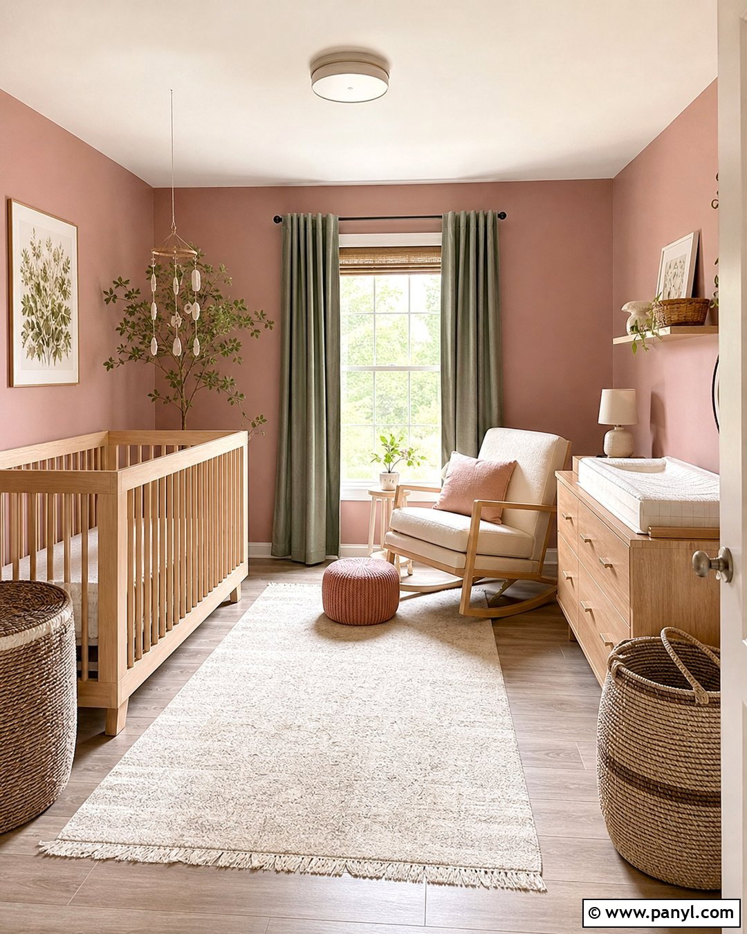 Dusty Rose Nursery With Natural Wood - 35 Dusty Rose Wall Paint Ideas