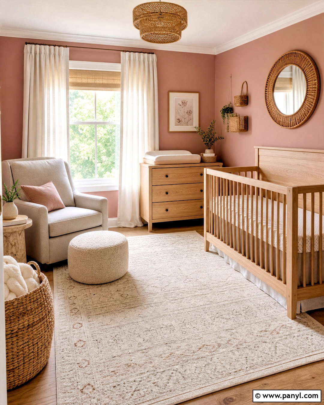 Dusty Rose Nursery With Natural Wood - 20 dusty rose nursery ideas