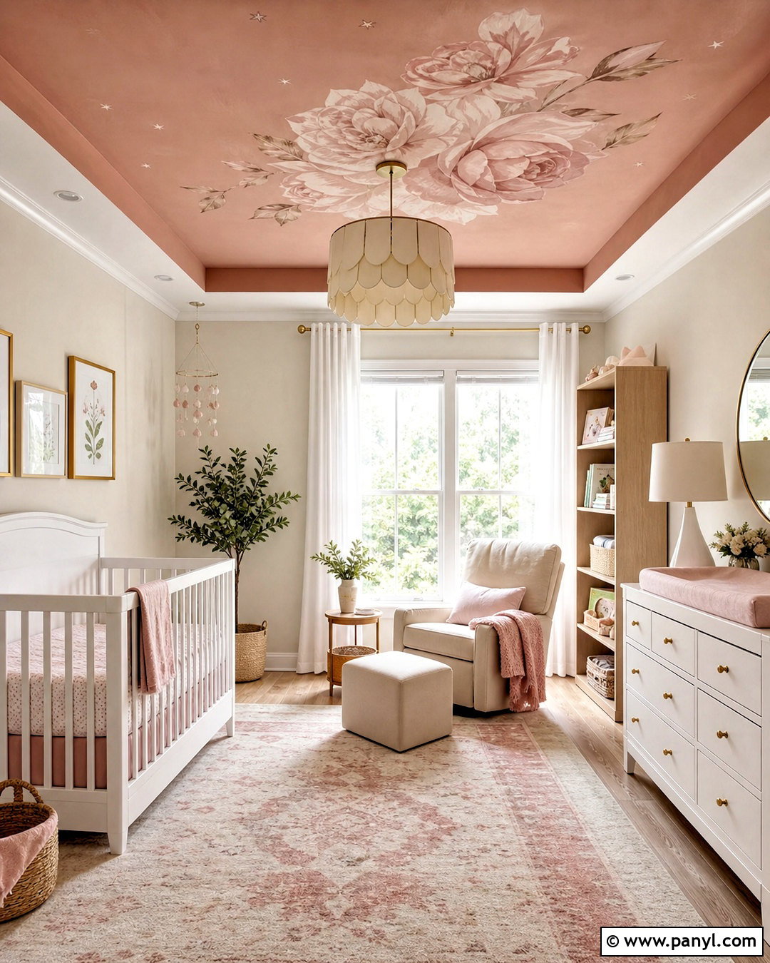 Dusty Rose Nursery With Painted Ceiling - 20 dusty rose nursery ideas