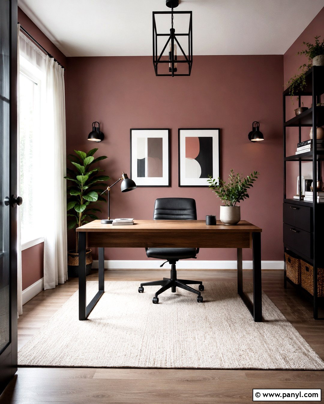 Dusty Rose Office With Black Accents - 20 Dusty Rose Office Walls