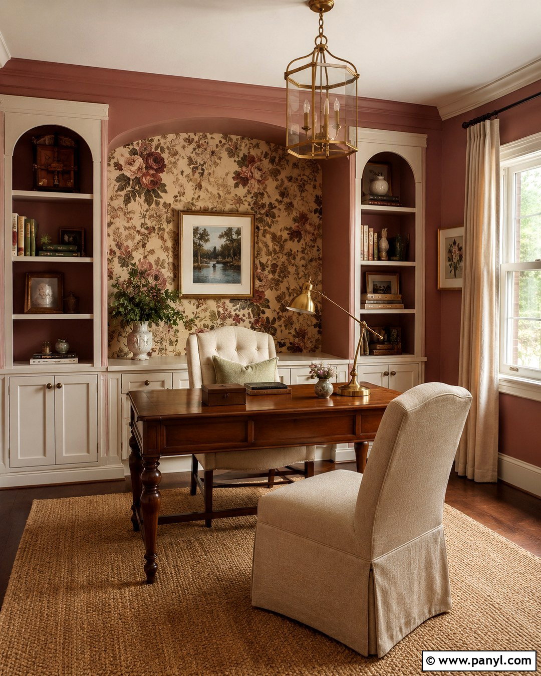 Dusty Rose Office With Floral Wallpaper - 20 Dusty Rose Office Walls